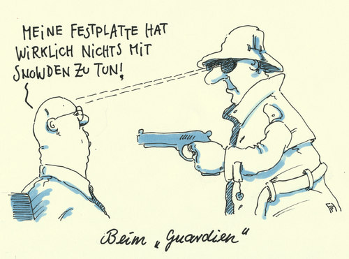 Cartoon: beim guardien (medium) by Andreas Prüstel tagged britischer,geheimdienst,guardien,festplattenzerstörung,enthüllungen,nsa,daten,großbritannien,cartoon,karikatur,andreas,pruestel,britischer,geheimdienst,guardien,festplattenzerstörung,enthüllungen,nsa,daten,großbritannien,cartoon,karikatur,andreas,pruestel