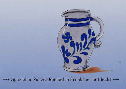 Cartoon: bembel spezial (medium) by Andreas Prüstel tagged frankfurt,polizei,rechtsradikalismus,chat,nazisymbole,morddrohung,nsu,bembel,cartoon,karikatur,andreas,pruestel,frankfurt,polizei,rechtsradikalismus,chat,nazisymbole,morddrohung,nsu,bembel,cartoon,karikatur,andreas,pruestel