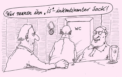 Cartoon: benennung (medium) by Andreas Prüstel tagged is,inkontinenz,islamisten,kneipe,cartoon,karikatur,andreas,pruestel,is,inkontinenz,islamisten,kneipe,cartoon,karikatur,andreas,pruestel