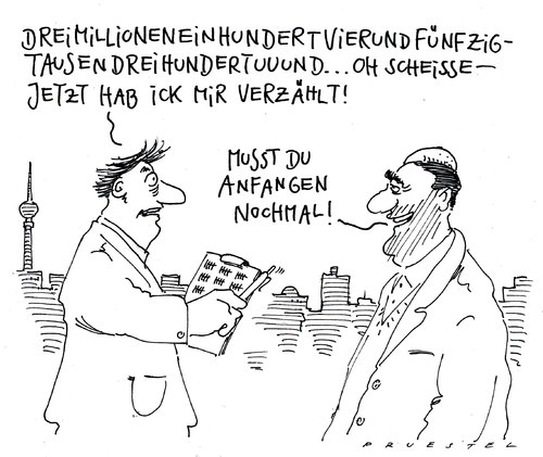 Cartoon: berliner volxzählung (medium) by Andreas Prüstel tagged volkszählung,berlin,berlin,volkszählung,volk