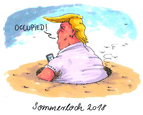 Cartoon: besetzt (medium) by Andreas Prüstel tagged sommerloch,trump,twitter,cartoon,karikatur,andreas,pruestel,sommerloch,trump,twitter,cartoon,karikatur,andreas,pruestel