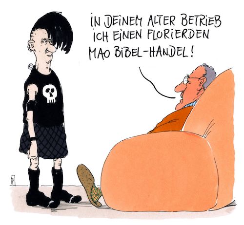 Cartoon: bibelhandel (medium) by Andreas Prüstel tagged jugend,alter,altachtundsechziger,handel,cartoon,karikatur,andreas,pruestel,jugend,alter,altachtundsechziger,handel,cartoon,karikatur,andreas,pruestel