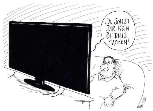 Cartoon: bildnis (medium) by Andreas Prüstel tagged christliches,gebot,tv,bilderflut,großbildfernseher,cartoon,karikatur,andreas,pruestel,christliches,gebot,tv,bilderflut,großbildfernseher,cartoon,karikatur,andreas,pruestel