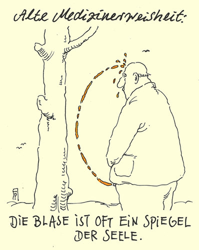 Cartoon: blase (medium) by Andreas Prüstel tagged mediziner,medizinerweisheit,blase,pinkeln,urin,seele,spiegel,cartoon,karikatur,andreas,pruestel,mediziner,medizinerweisheit,blase,pinkeln,urin,seele,spiegel,cartoon,karikatur,andreas,pruestel