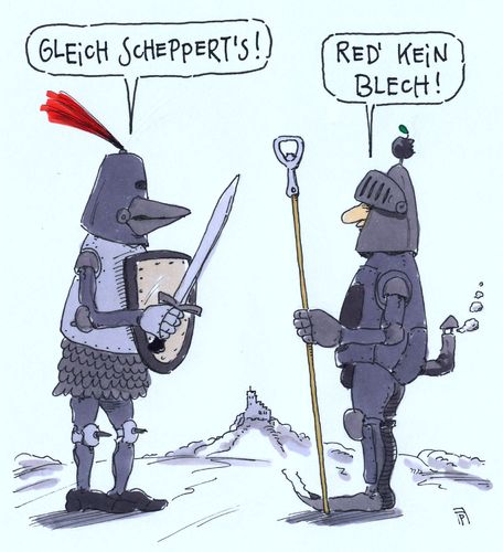 Cartoon: blech (medium) by Andreas Prüstel tagged ritter,rüstung,blech,kampf,mittelalter,cartoon,karikatur,andreas,pruestel,ritter,rüstung,blech,kampf,mittelalter,cartoon,karikatur,andreas,pruestel