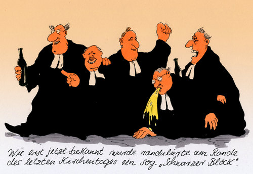 Cartoon: blockrandale (medium) by Andreas Prüstel tagged evangelischer,kirchentag,pfarrer,randale,schwarzer,block,cartoon,karikatur,andreas,pruestel,evangelischer,kirchentag,pfarrer,randale,schwarzer,block,cartoon,karikatur,andreas,pruestel