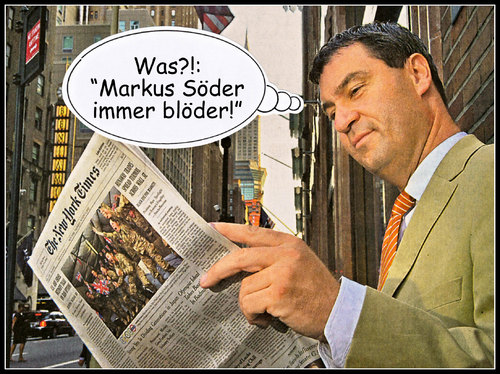 Cartoon: blödmann (medium) by Andreas Prüstel tagged markus,söder,csu,asyl,grundgesetz,cartoon,collage,andreas,pruestel