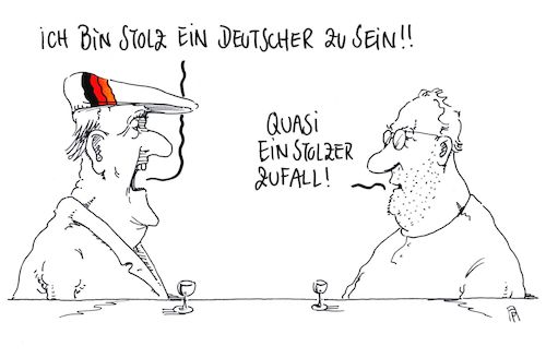 Cartoon: blödstolz (medium) by Andreas Prüstel tagged stolz,deutscher,nationalismus,zufälligkeit,cartoon,karikatur,andreas,pruestel,stolz,deutscher,nationalismus,zufälligkeit,cartoon,karikatur,andreas,pruestel