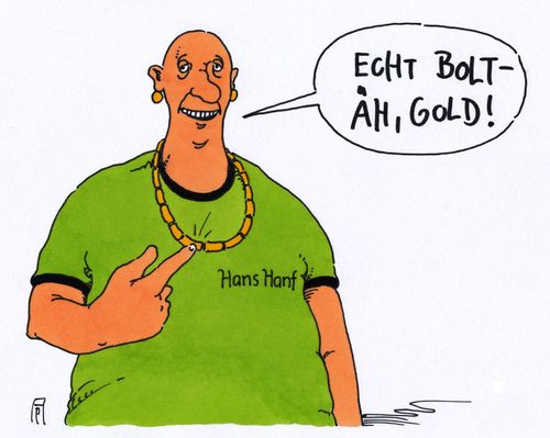 Cartoon: bolt (medium) by Andreas Prüstel tagged usain,bolt,olympia,rio,goldmedaillen,jamaika,hanf,cartoon,karikatur,andreas,pruestel,usain,bolt,olympia,rio,goldmedaillen,jamaika,hanf,cartoon,karikatur,andreas,pruestel