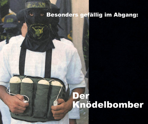 Cartoon: bomber (medium) by Andreas Prüstel tagged bombenattentäter,islamist,knödel,cartoon,collage,andreas,pruestel