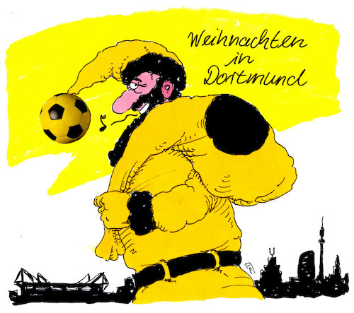 Cartoon: borussen-weihnacht (medium) by Andreas Prüstel tagged borussia,dortmund,bundesliga,spitzenreiter,weihnachten,weihnachtsmann,cartoon,karikatur,andreas,pruestel,borussia,dortmund,bundesliga,spitzenreiter,weihnachten,weihnachtsmann,cartoon,karikatur,andreas,pruestel