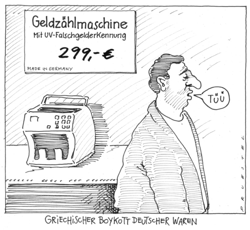 Cartoon: boykott (medium) by Andreas Prüstel tagged griechische,finanzkrise,boykott,deutscher,waren,diplomatische,krise,griechische,finanzkrise,boykott,deutscher,waren,diplomatische,krise,griechenland