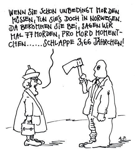 Cartoon: breivik-urteil (medium) by Andreas Prüstel tagged urteil,justiz,norwegen,massenmord,breivik,breivik,massenmord,norwegen,justiz,urteil
