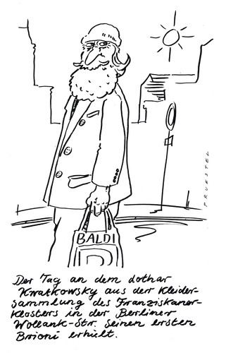 Cartoon: brioni (medium) by Andreas Prüstel tagged brioni,konfektion,anzug,armut,obdachlosigkeit,franziskaner,kloster,berlin,kleidersammlung,cartoon,karikatur,andreas,pruestel,brioni,konfektion,anzug,armut,obdachlosigkeit,franziskaner,kloster,berlin,kleidersammlung,cartoon,karikatur,andreas,pruestel