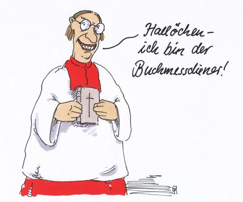 Cartoon: buchmesse (medium) by Andreas Prüstel tagged buchmesse,frankfurt,am,main,leipzig,lesen,literatur,bibel,messdiener,cartoon,karikatur,andreas,pruestel,buchmesse,frankfurt,am,main,leipzig,lesen,literatur,bibel,messdiener,cartoon,karikatur,andreas,pruestel