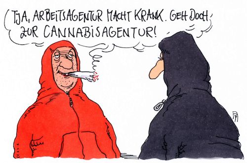 Cartoon: cannabis (medium) by Andreas Prüstel tagged cannabis,cannabisagentur,arbeitsagentur,cartoon,karikatur,andreas,pruestel,cannabis,cannabisagentur,arbeitsagentur,cartoon,karikatur,andreas,pruestel