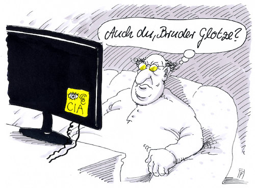 Cartoon: cia today (medium) by Andreas Prüstel tagged usa,geheimdienst,cia,bürgerüberwachung,smartphone,fernseher,cartoon,karikatur,andreas,pruestel,usa,geheimdienst,cia,bürgerüberwachung,smartphone,fernseher,cartoon,karikatur,andreas,pruestel