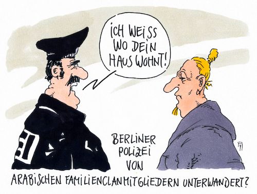 Cartoon: clanmitglied (medium) by Andreas Prüstel tagged polizei,berlin,arabische,clanmitglieder,cartoon,karikatur,andreas,pruestel,polizei,berlin,arabische,clanmitglieder,cartoon,karikatur,andreas,pruestel