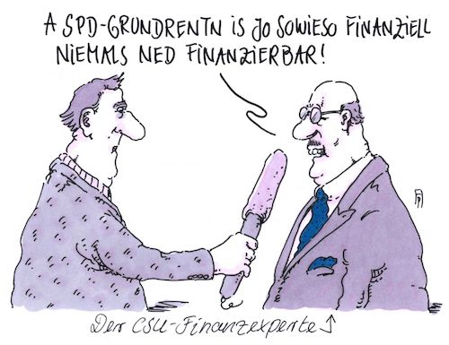 Cartoon: csu-experte (medium) by Andreas Prüstel tagged grundrente,spd,csu,union,finanzen,cartoon,karikatur,andreas,pruestel,grundrente,spd,csu,union,finanzen,cartoon,karikatur,andreas,pruestel