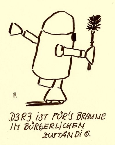 Cartoon: D3R3 (medium) by Andreas Prüstel tagged roboter,bürgerlich,bürgertum,braunes,cartoon,karikatur,andreas,pruestel,roboter,bürgerlich,bürgertum,braunes,cartoon,karikatur,andreas,pruestel