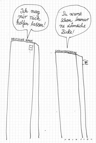 Cartoon: dämlich (medium) by Andreas Prüstel tagged finanzkrise,bankhilfen