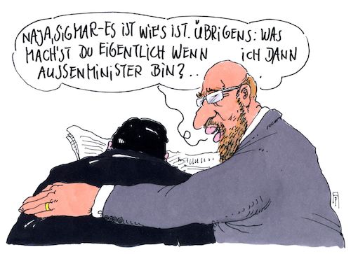 Cartoon: daher (medium) by Andreas Prüstel tagged tvduell,schulz,umfragewerte,spd,große,koalition,gabriel,außenminister,cartoon,karikatur,andreas,pruestel,tvduell,schulz,umfragewerte,spd,große,koalition,gabriel,außenminister,cartoon,karikatur,andreas,pruestel