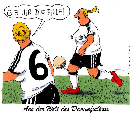 Cartoon: damenfußball (medium) by Andreas Prüstel tagged fußball,frauenfußball,weltmeisterschaft,ball,pille,antibabypille,cartoon,karikatur,fußball,frauenfußball,weltmeisterschaft,ball,pille,antibabypille,cartoon,karikatur