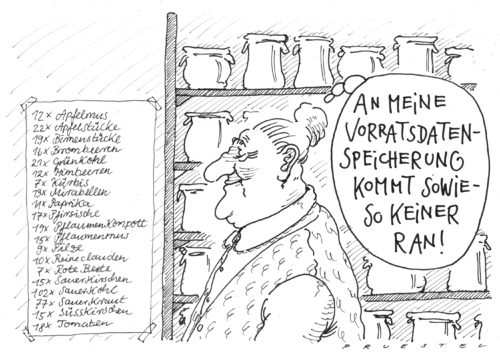Cartoon: datenkompott (medium) by Andreas Prüstel tagged vorratsdatenspeicherung,grundrechte,überwachungsstaat,vorratsdatenspeicherung,grundrechte,überwachungsstaat,daten,speicherung,vorrat,speicher