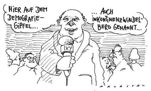 Cartoon: demografiegipfel (medium) by Andreas Prüstel tagged demografie,demografiegipfel,berg,windelberg,inkontinenz,überalterung,cartoon,andreas,prüstel,demografie,demografiegipfel,berg,windelberg,inkontinenz,überalterung,cartoon,andreas,prüstel