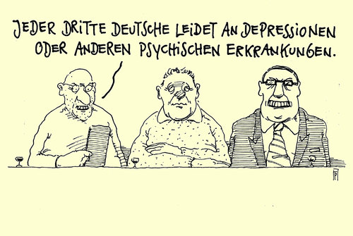Cartoon: depressiv deutsch (medium) by Andreas Prüstel tagged pruestel,andreas,karikatur,cartoon,deutschland,erkrankungen,psyche,depressionen,depressionen,psyche,erkrankungen,deutschland,cartoon,karikatur,andreas,pruestel
