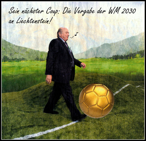 Cartoon: der ewige sepp (medium) by Andreas Prüstel tagged blatter,fifa,fußballweltmeisterschaft,lichtenstein,coup,cartoon,karikatur,andreas,pruestel