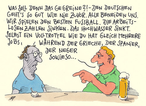 Cartoon: deutsch gut (medium) by Andreas Prüstel tagged wirtschaftslage,arbeitslosenzahlen,minijobs,mehrfachjobs,geringverdiener,hochwasser,fußball,cartoon,karikatur,andreas,pruestel,wirtschaftslage,arbeitslosenzahlen,minijobs,mehrfachjobs,geringverdiener,hochwasser,fußball,cartoon,karikatur,andreas,pruestel