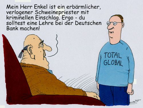 Cartoon: deutsche bank (medium) by Andreas Prüstel tagged bankwesen,deutsche,bank,betrug,enkel,opa,prozess,kriminalität,lehre,schweinepriester,cartoon,karikatur,andreas,pruestel,bankwesen,deutsche,bank,betrug,enkel,opa,prozess,kriminalität,lehre,schweinepriester,cartoon,karikatur,andreas,pruestel