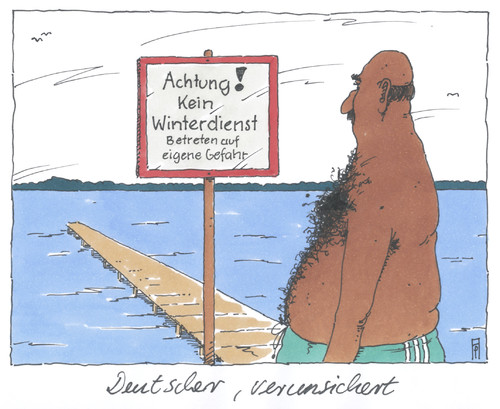 Cartoon: deutscher (medium) by Andreas Prüstel tagged deutschland,german,angst,absicherung,mentalität,winter,winterdienst,sommer,urlaub,see,baden,warnung,warnschild,eigenverantwortung,cartoon,karikatur,andreas,pruestel,deutschland,german,angst,absicherung,mentalität,winter,winterdienst,sommer,urlaub,see,baden,warnung,warnschild,eigenverantwortung,cartoon,karikatur,andreas,pruestel