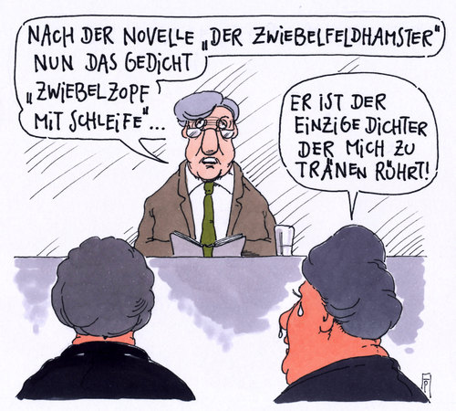 Cartoon: dichter (medium) by Andreas Prüstel tagged dichter,schriftsteller,autor,lesung,rührung,lyrik,novelle,zwiebel,zwiebelzopf,cartoon,karikatur,andreas,pruestel,dichter,schriftsteller,autor,lesung,rührung,lyrik,novelle,zwiebel,zwiebelzopf,cartoon,karikatur,andreas,pruestel