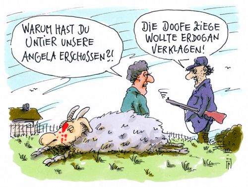 Cartoon: doofe ziege (medium) by Andreas Prüstel tagged justiz,schmähgedicht,erdogan,böhmermann,jan,beleidigung,ziege,angela,satire,kunstfreiheit,tv,zdf,türkei,deutschland,kanzlerin,cartoon,karikatur,andreas,pruestel,jan,böhmermann,erdogan,schmähgedicht,justiz,beleidigung,ziege,angela,satire,kunstfreiheit,tv,zdf,türkei,deutschland,kanzlerin,cartoon,karikatur,andreas,pruestel