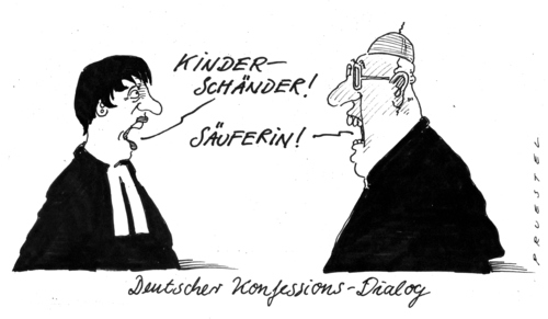 Cartoon: doppelmißbrauch (medium) by Andreas Prüstel tagged margot,käßmann,katholische,schulen,mißbrauch,margot,käßmann,katholische,schulen,mißbrauch,kirche,glaube,religion,kinderschänder