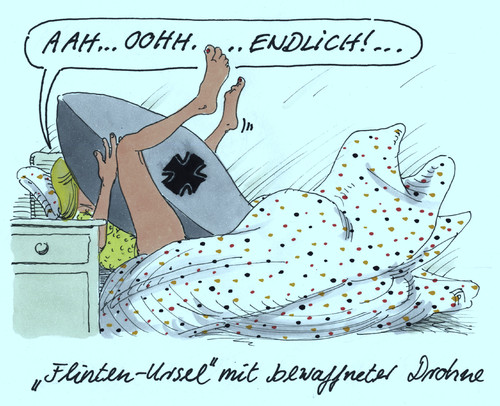 Cartoon: drohne mit (medium) by Andreas Prüstel tagged bundeswehr,bewaffnung,drohnen,ernstfall,kriegseinsätze,verteidigungsministerin,ursula,von,der,leyen,cartoon,karikatur,andreas,pruestel,bundeswehr,bewaffnung,drohnen,ernstfall,kriegseinsätze,verteidigungsministerin,ursula,von,der,leyen,cartoon,karikatur,andreas,pruestel