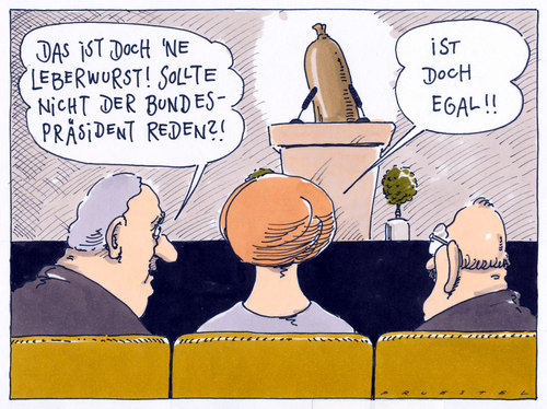 Cartoon: eh wurst (medium) by Andreas Prüstel tagged bundespräsident,wulff,leberwurst,öffentlicherede,bundespräsident,wulff,leberwurst,rede