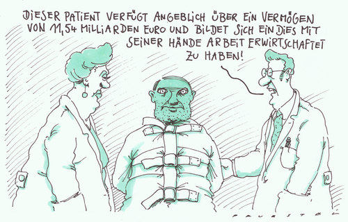 Cartoon: einbildung (medium) by Andreas Prüstel tagged vermögen,milliardär,reichtum,arbeit,patient,psychiatrie,cartoon,andreas,prüstel,vermögen,milliardär,reichtum,arbeit,patient,psychiatrie,cartoon,andreas,prüstel