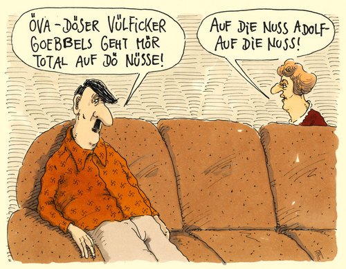 Cartoon: eine nuß (medium) by Andreas Prüstel tagged adolf,hitler,ein,hoden,nüsse,nuß,eva,braun,goebbels,cartoon,karikatur,andreas,pruestel,adolf,hitler,ein,hoden,nüsse,nuß,eva,braun,goebbels,cartoon,karikatur,andreas,pruestel