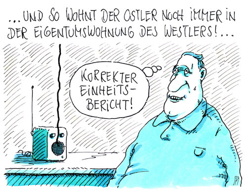 Cartoon: einheitsbericht (medium) by Andreas Prüstel tagged deutsche,einheit,einheitsbericht,ost,west,besitz,cartoon,karikatur,andreas,pruestel,deutsche,einheit,einheitsbericht,ost,west,besitz,cartoon,karikatur,andreas,pruestel