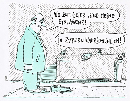 Cartoon: einlagen (medium) by Andreas Prüstel tagged zypern,staatsbankrott,spareinlagen,bankkunden,eu,kleinsparer,kleinanleger,zypern,staatsbankrott,spareinlagen,bankkunden,eu,kleinsparer,kleinanleger