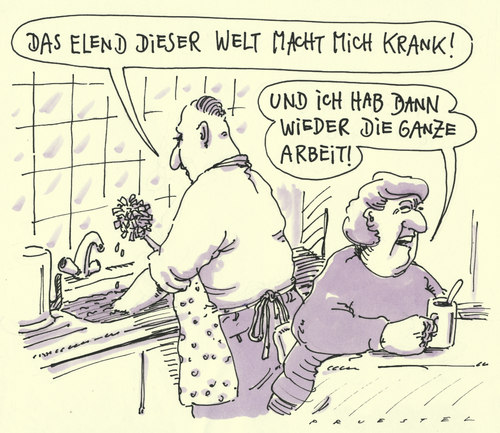 Cartoon: elende welt (medium) by Andreas Prüstel tagged global,privat,ehepaar,arbeitsteilung,küche,hausarbeit,elend,global,privat,ehepaar,arbeitsteilung,küche,hausarbeit,elend