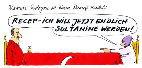 Cartoon: emine und recep (medium) by Andreas Prüstel tagged ehefrau,erdogan,türkei,emine,militärputsch,diktatur,daiktator,sultan,sultanat,sultanine,cartoon,karikatur,andreas,pruestel,türkei,erdogan,ehefrau,emine,militärputsch,diktatur,daiktator,sultan,sultanat,sultanine,cartoon,karikatur,andreas,pruestel