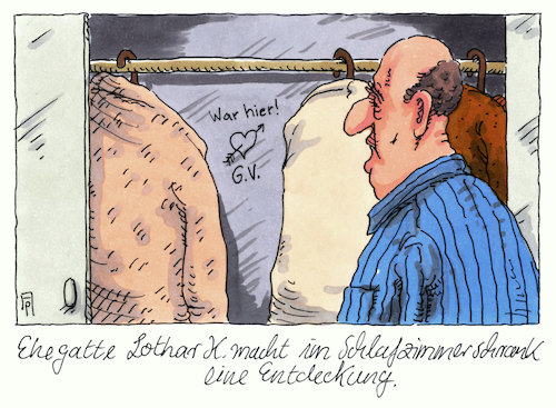 Cartoon: entdecker (medium) by Andreas Prüstel tagged ehegatte,ehepaar,ehebruch,schlafzimmerschrank,cartoon,karikatur,andreas,pruestel,ehegatte,ehepaar,ehebruch,schlafzimmerschrank,cartoon,karikatur,andreas,pruestel