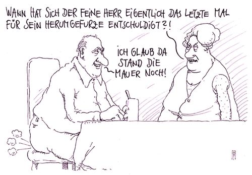 Cartoon: entschuldigung (medium) by Andreas Prüstel tagged ehe,ehepaar,furzen,entschuldigung,berliner,mauer,cartoon,karikatur,andreas,pruestel,ehe,ehepaar,furzen,entschuldigung,berliner,mauer,cartoon,karikatur,andreas,pruestel