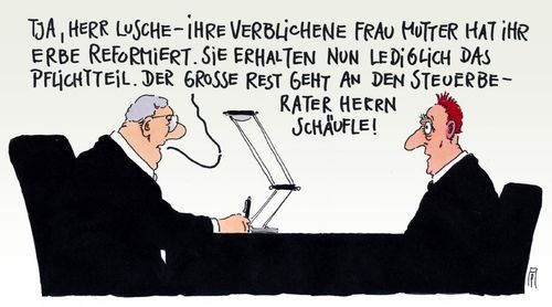 Cartoon: erbe reformiert (medium) by Andreas Prüstel tagged erbe,erben,erschaftssteuerreform,pflichteil,steuer,steuerberater,cartoon,karikatur,andreas,pruestel,erbe,erben,erschaftssteuerreform,pflichteil,steuer,steuerberater,cartoon,karikatur,andreas,pruestel