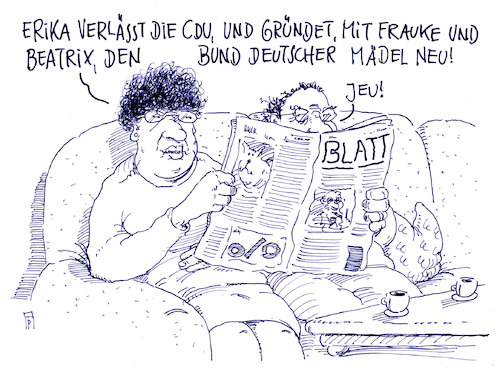 Cartoon: erika steinbach (medium) by Andreas Prüstel tagged erika,steinbach,cdu,austritt,afd,frauke,petry,beatrix,von,storch,bund,deutscher,mädel,cartoon,karikatur,andreas,pruestel,erika,steinbach,cdu,austritt,afd,frauke,petry,beatrix,von,storch,bund,deutscher,mädel,cartoon,karikatur,andreas,pruestel