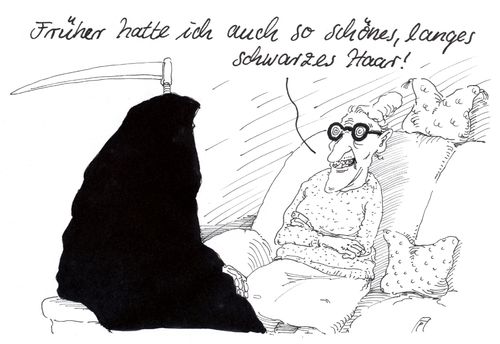 Cartoon: erinnerung (medium) by Andreas Prüstel tagged tod,sterben,schwarzes,haar,lange,haare,erinnern,cartoon,karikatur,andreas,pruestel,tod,sterben,schwarzes,haar,lange,haare,erinnern,cartoon,karikatur,andreas,pruestel